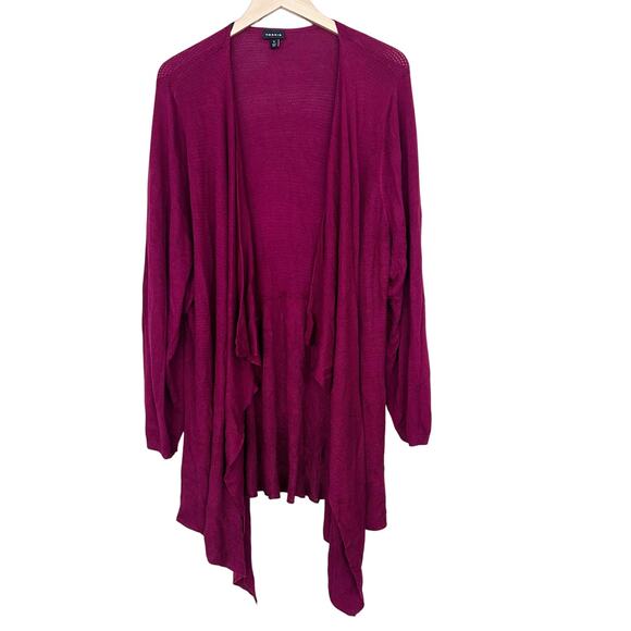Torrid Maroon Cardigan Drape Front Sweater Sz 5X - Picture 1 of 4